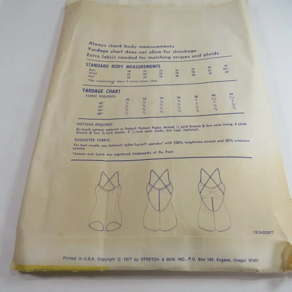 Ann Person Stretch & Sew 1313 Swimsuit yr 1977 Clothing Sewing Pattern UNCUT